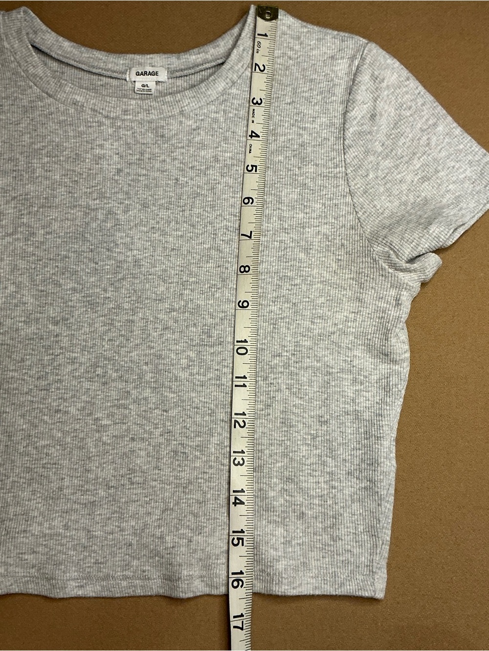 Garage Grey Ribbed Cropped Tee large - Picture 7 of 9